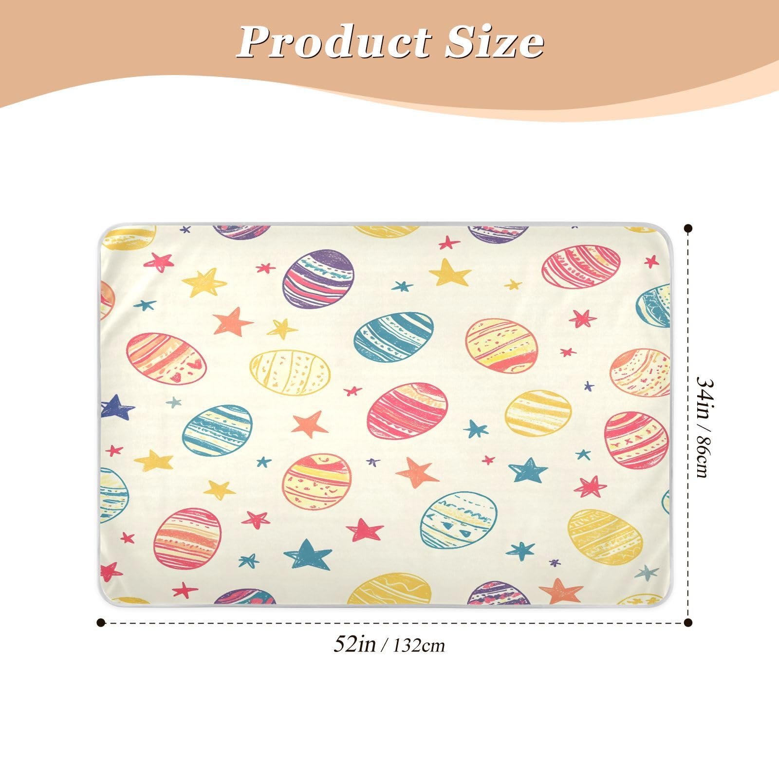 BOESI Doodle Easter Egg Pattern Waterproof Pads for Bedwetting and Incontinence, Reusable Pads, Reusable Diaper Pads for Bed, Sofa, Travel
