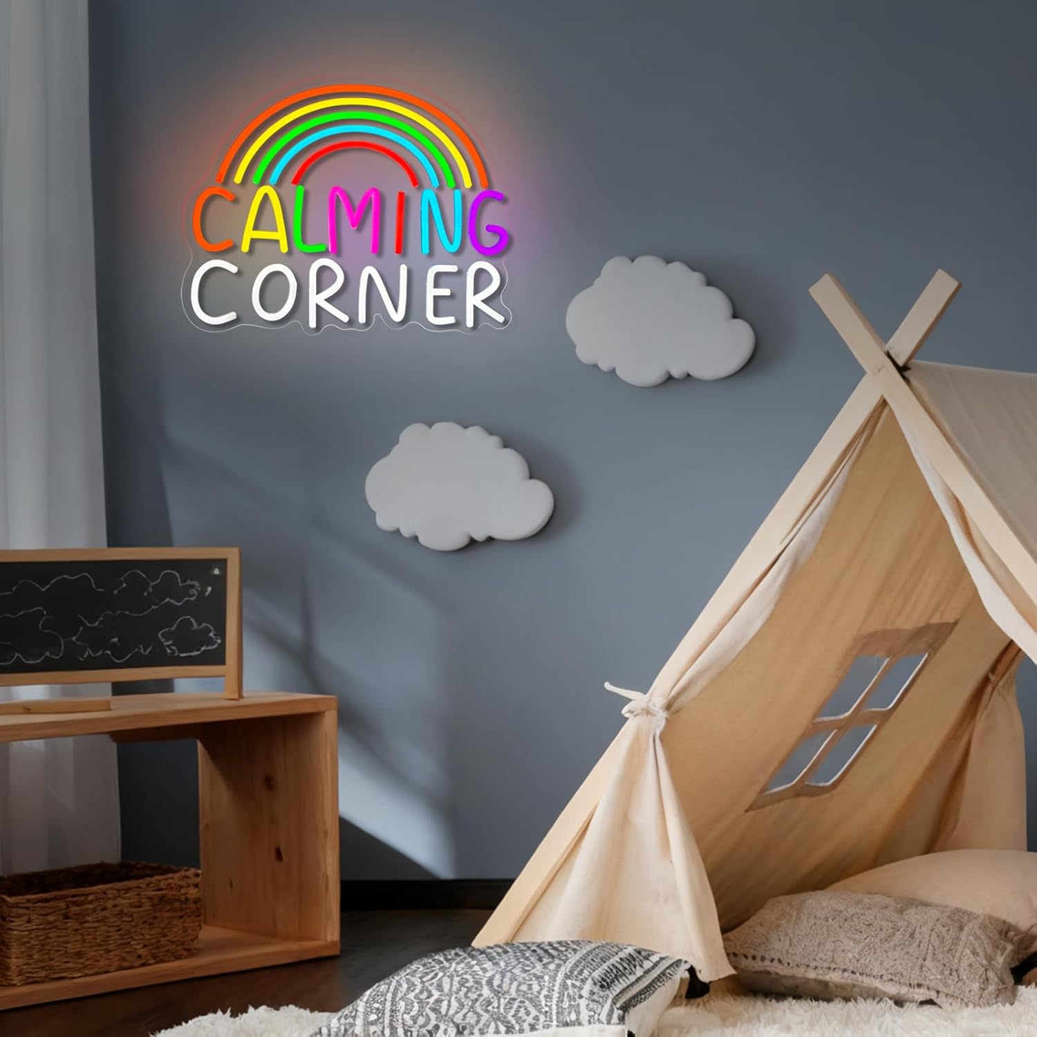 Calming Corner Neon Sign Calm Corner Neon Sign for Wall Decor Rainbow USB Dimmable Neon Light Sign for Boys Girls Room Gameroom Holiday Birthday Christmas Gift - Image 6
