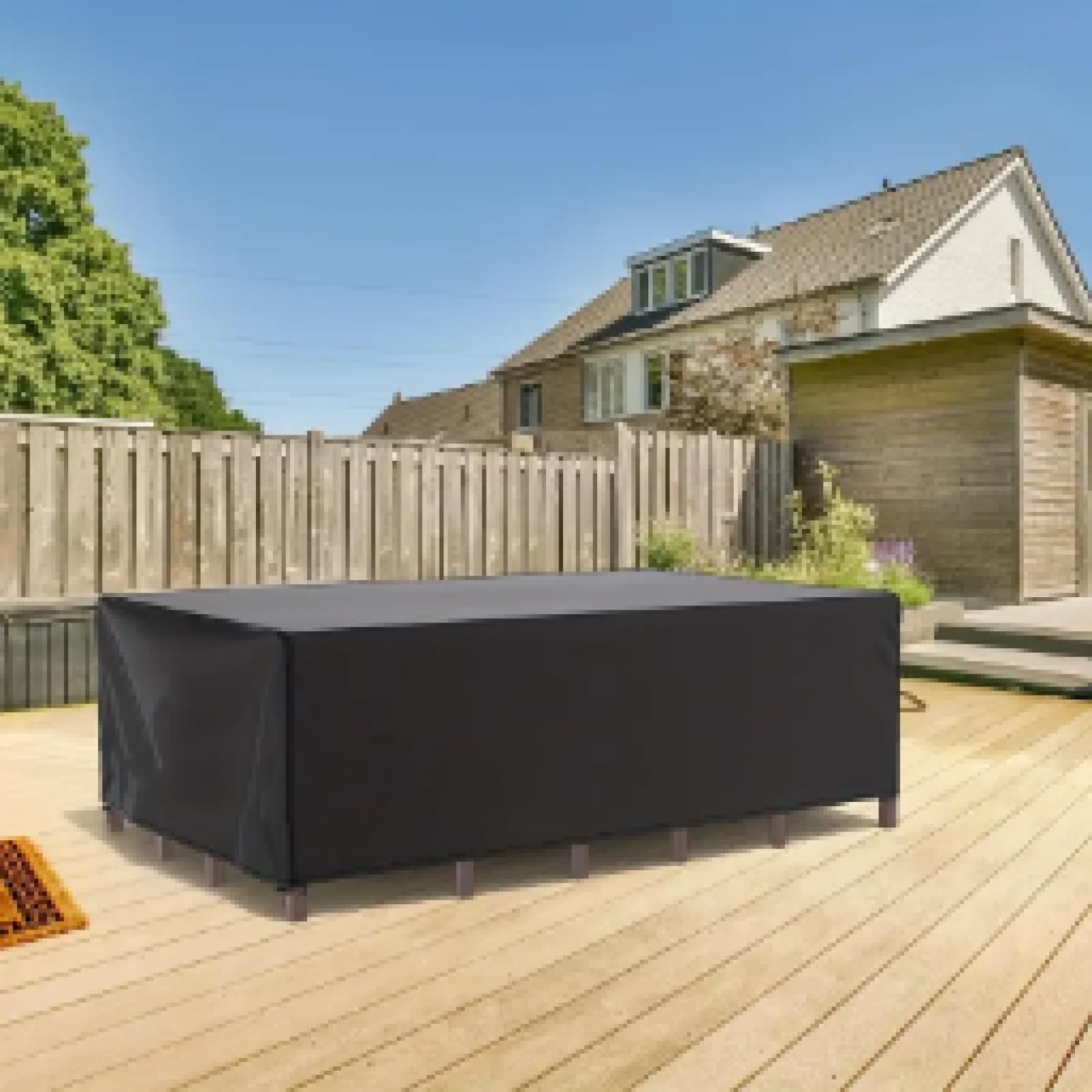 Cubierta para muebles de jardín, 220 x 80 x 70 cm (largo x ancho x alto), protección contra la lluvia y el polvo, 420D Oxford Anti-UV Lona para muebles de terraza, funda protectora