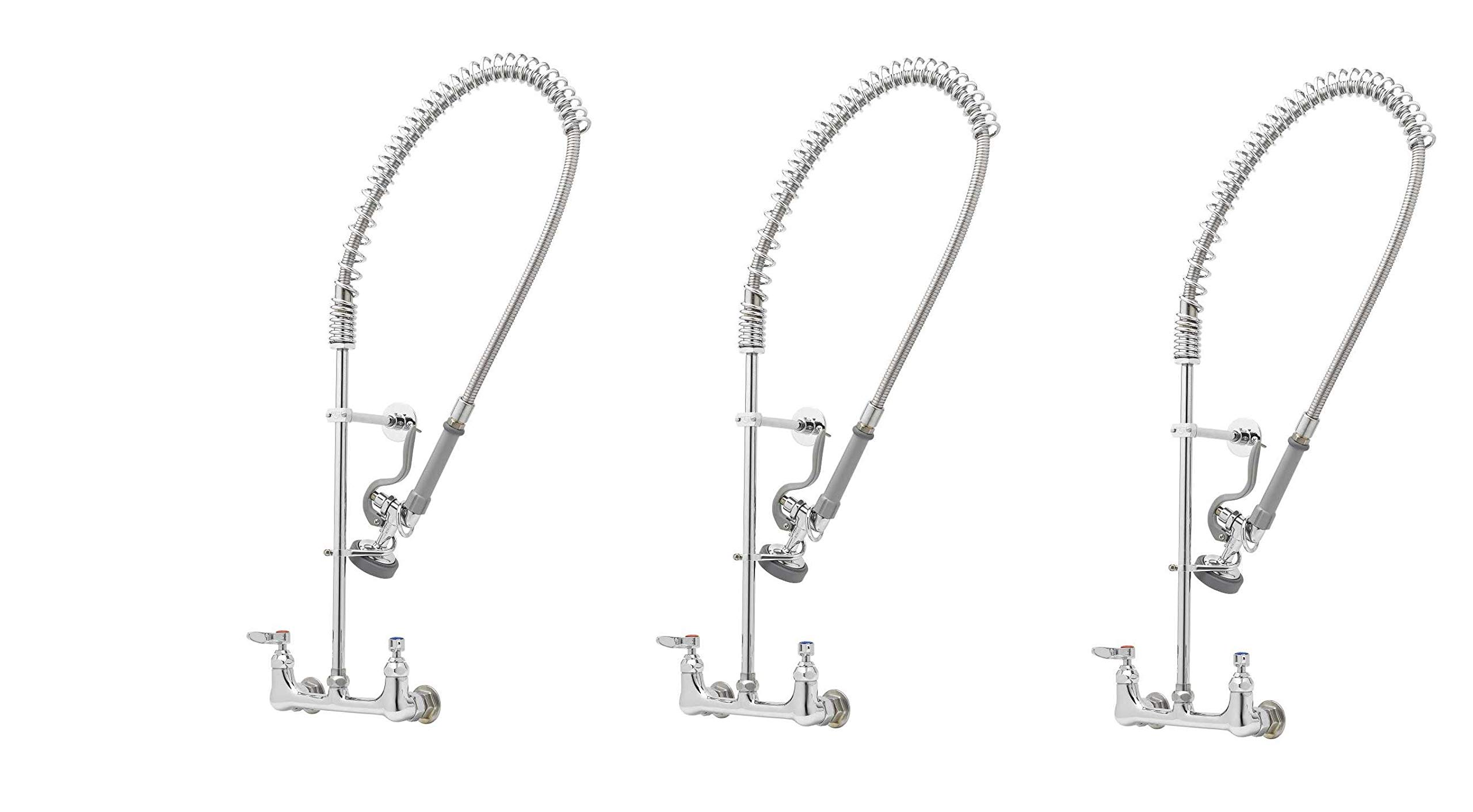 B-0133-B Easy Install Wall Mount Pre-Rinse Faucet for Commercial Kitchens. Includes Wall Bracket and Sprayer Meets New DOE Requirements with a 1.15 GPM Flow Rate (Pack of 3) by