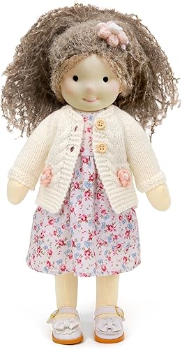 Muñeca Waldorf hecha a mano, ámbar de 12 pulgadas, muñeca de trapo suave con bonito peluche de peluche, ideal para bebés y niños pequeños