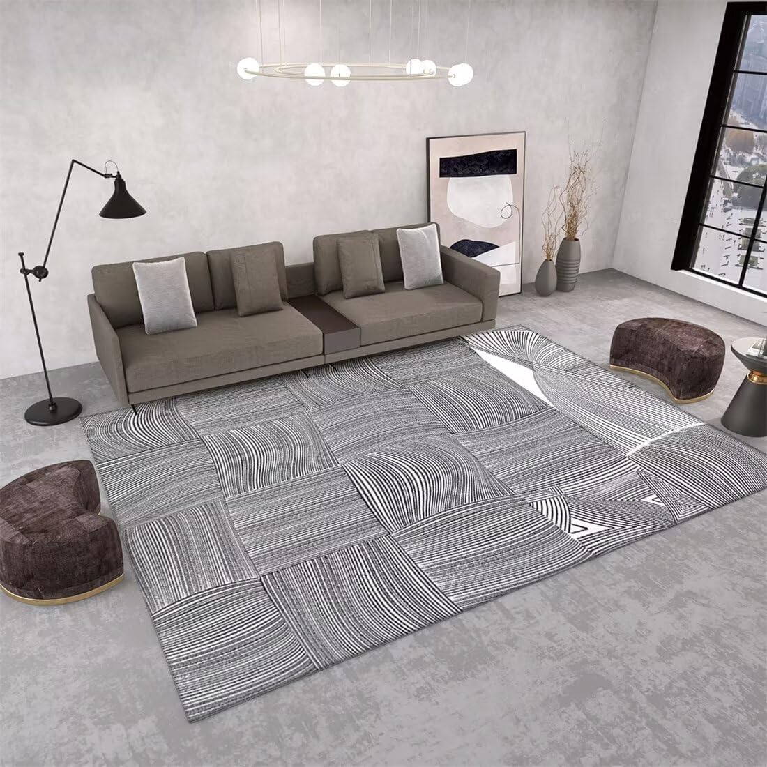 Tapis de jeu enfant 120x200cm au design lignes épurées et facile à entretenir