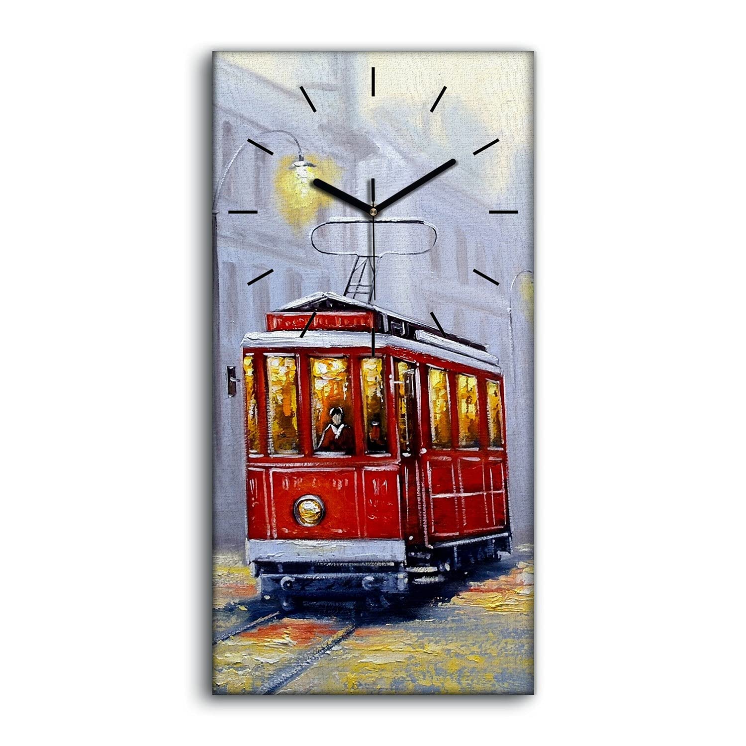 Horloge sur Toile Tram Train City 30x60cm pour Éviter le Tic-Tac et Sublimer la Maison