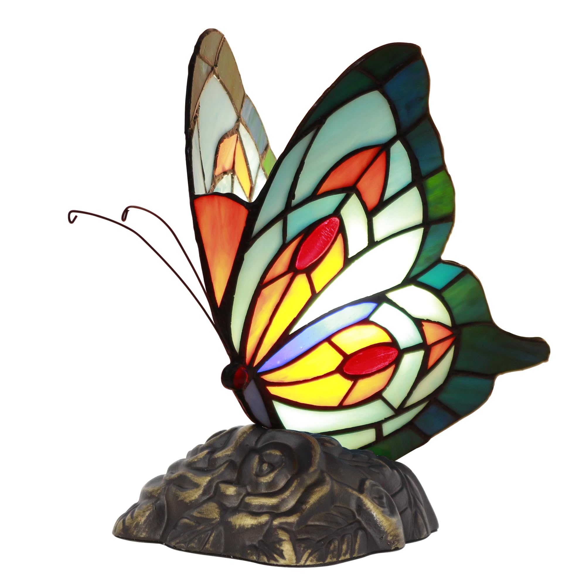 ZJART Small Tiffany Table lamp Stained Glass 7X5X9.8 Inch Blue Butterfly — image 1