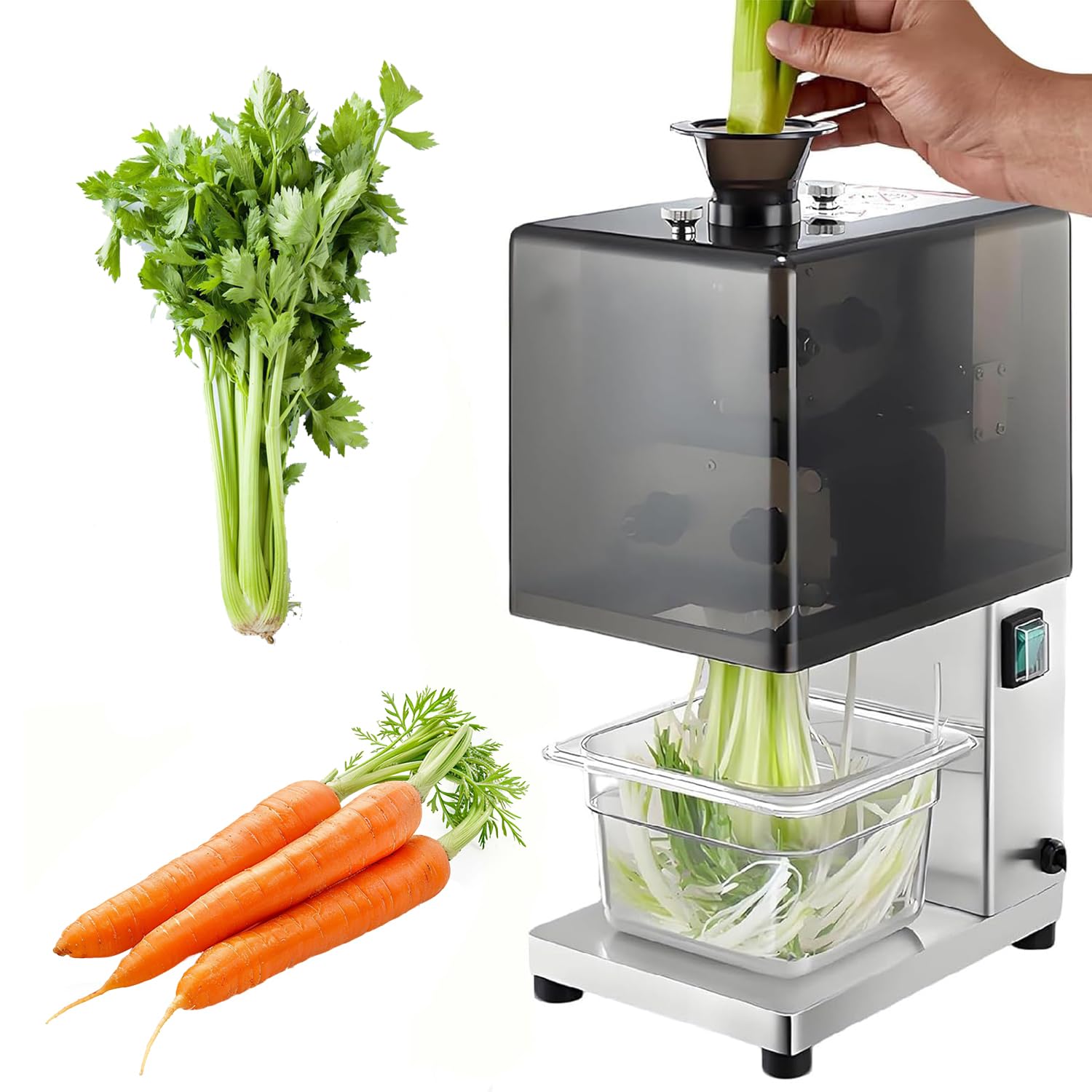 YXZYFPP Electric Vegetable Cutters, 200W Shredder with 700 R/Min Speed, 3.5cm Feed Inlet, 4 Blades & Noise Reducing Cover for Efficient Pepper, Onion, Celery Chopping (size_name 2.3mm)