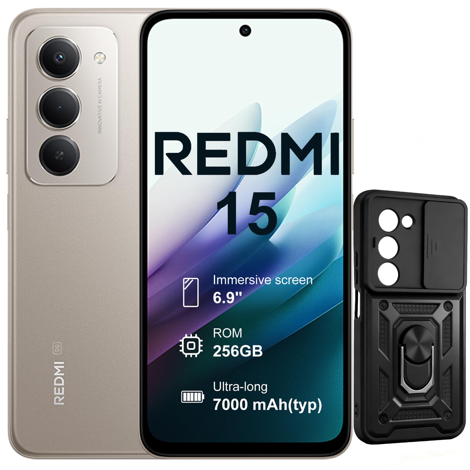 Redmi 15 5G 本体 7000mAh XIAOMI Redmi 15 5G 8+256GB Smartphone – Batería 7000mAh | Pantalla