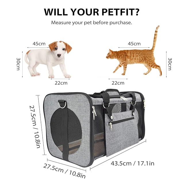 Foto 3 de 7 de PETCUTE Transportín Perro Gato Bolsa De Transporte Plegable para Mascotas Jaulas para Perros Pequeño Medianos…