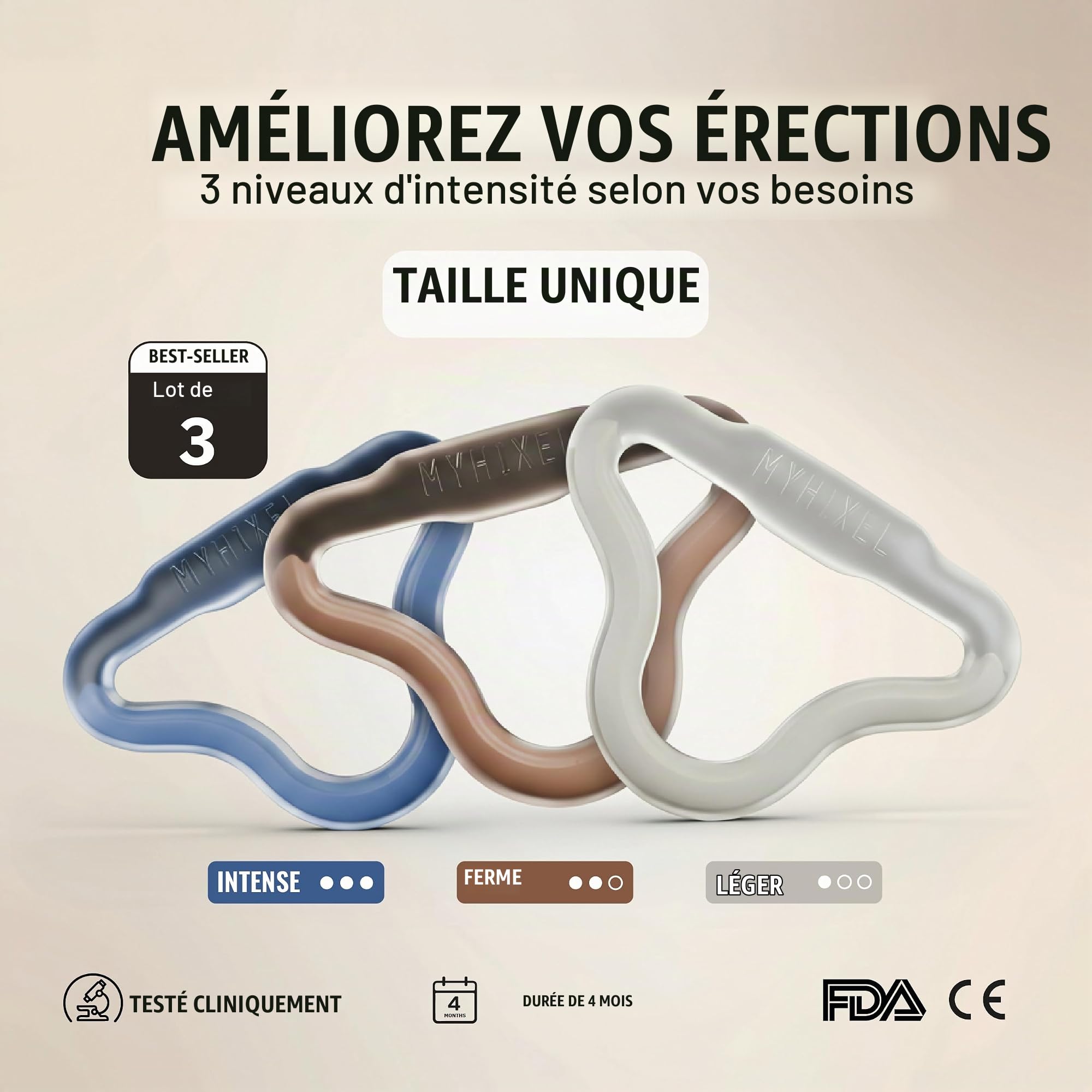 MYHIXEL Ring Intense | Anneau Pénien Triangulaire en Silicone Médical | Pour Maintenir l’Érection | Confortable, Durable, Sans Effets Secondaires