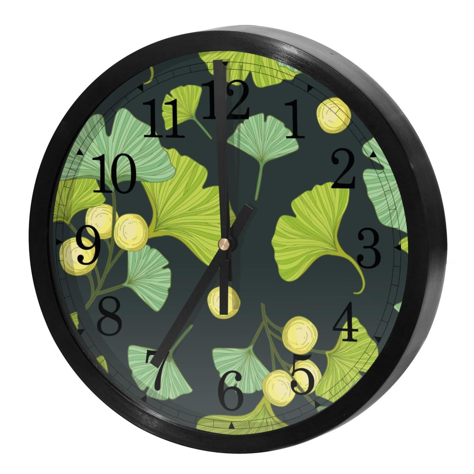 Horloge murale silencieuse ginkgo biloba sans tic-tac pendule murale à piles pour bureau