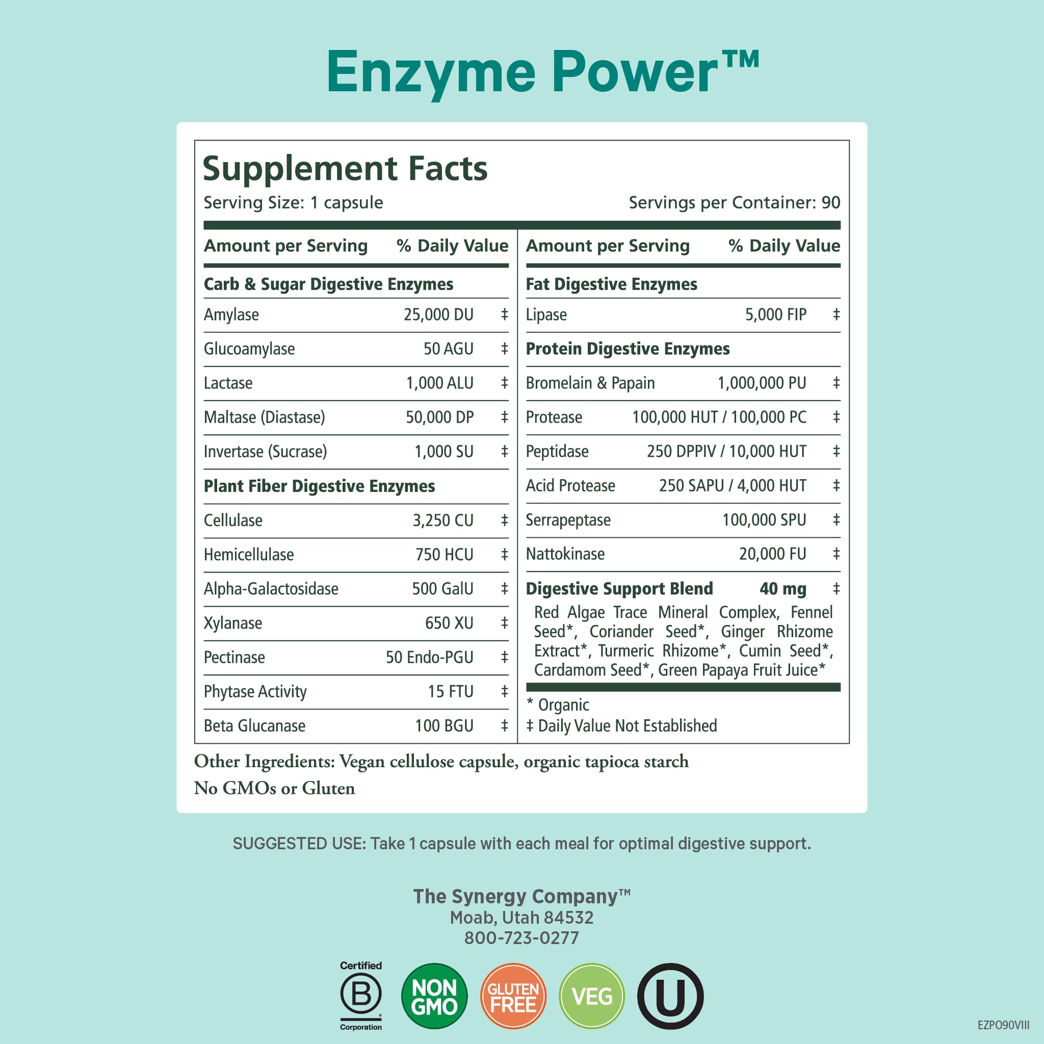 PURE SYNERGY Enzyme Power Digestive Enzyme Supplement (90 Capsules) — Amazon image 2