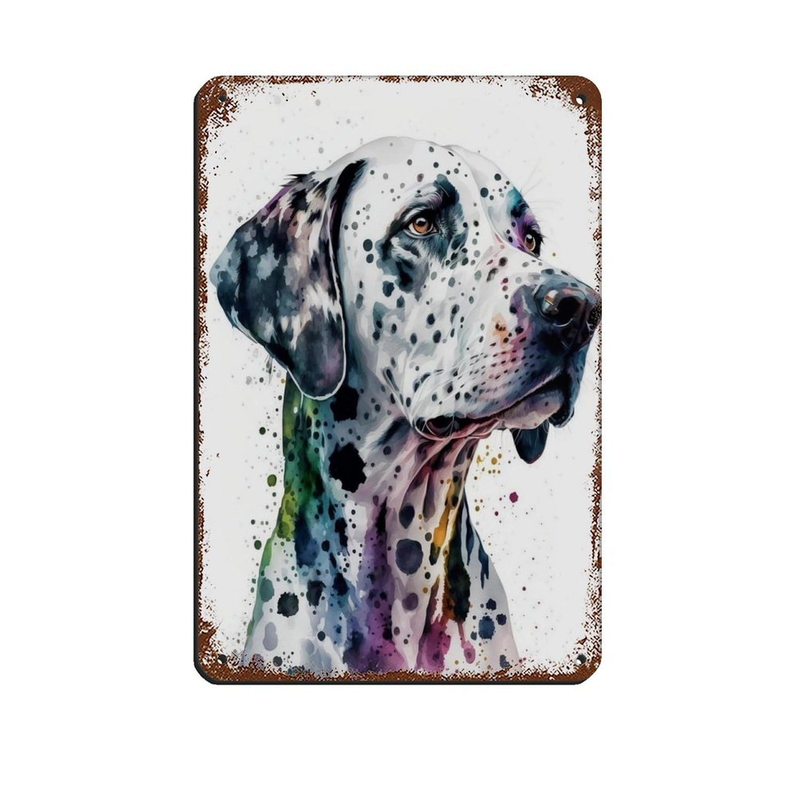 Watercolor Dalmatian, Dalmatian Art Poster Tin Sign Vintage Metal Pub Club Cafe Bar Home Wall Art Decoration Poster Retro 8x12inch(20x30cm)