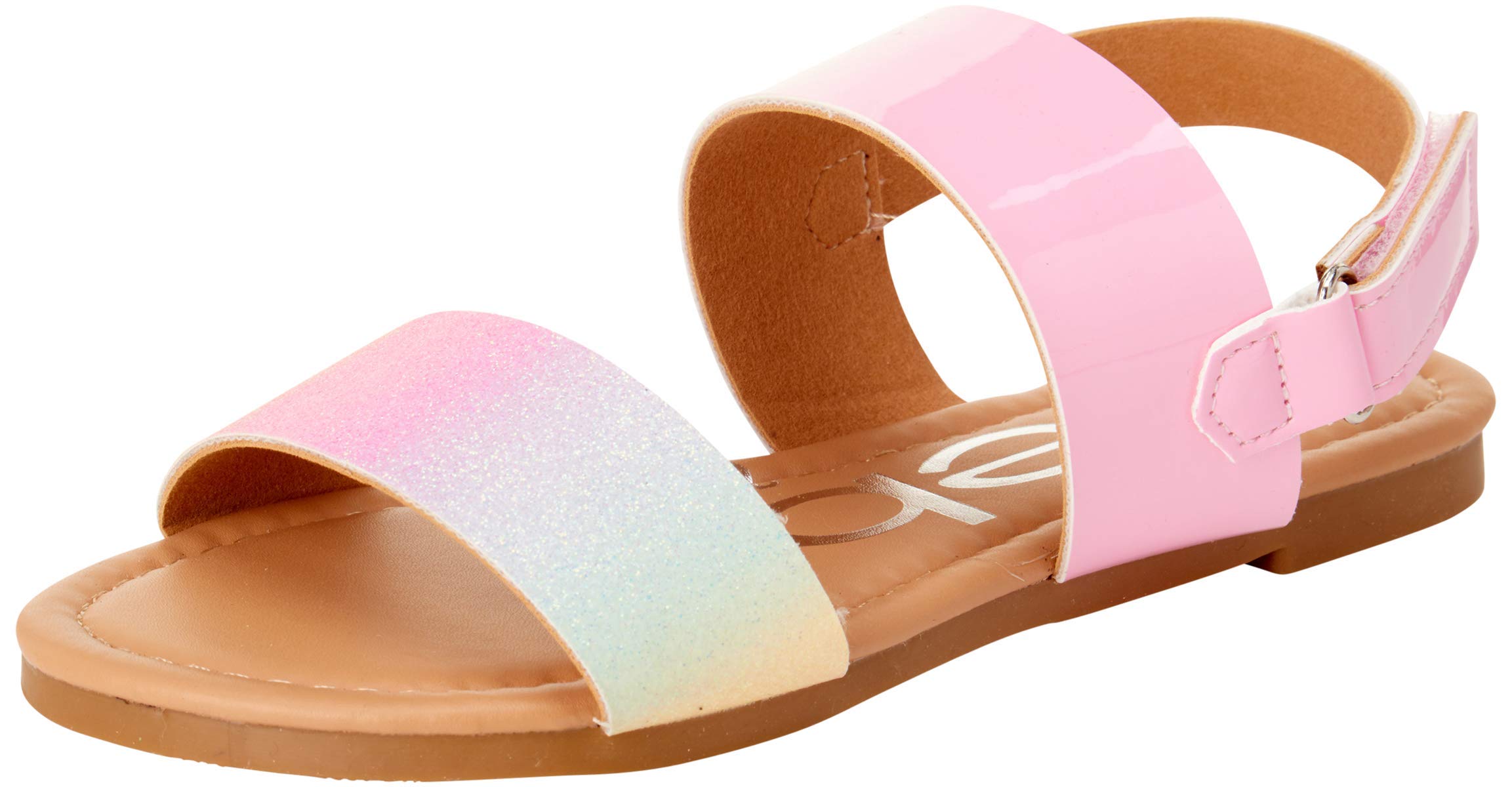 bebe Girls Sandals - Big girl and Toddler Girl Sandals with Durable Leather and Glitter Straps, Summer Dress Shoes for Girls