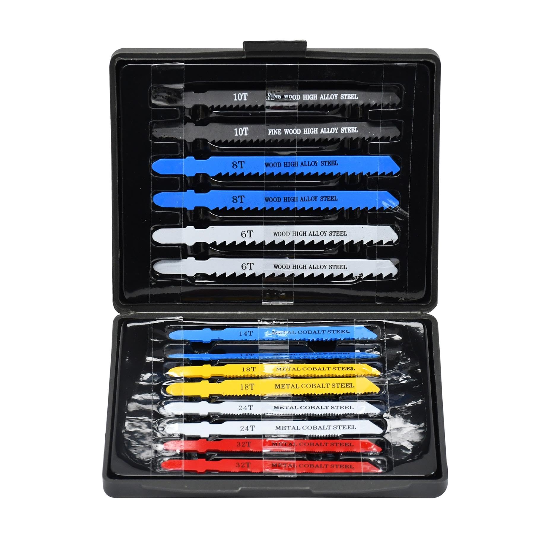 Dapetz ® 14 Pcs Jigsaw Blades Set Assorted T-Shank Reciprocating Metal Plastic Wood Saw Blades Fast Cut Steel Jigsaw Compatible with All Bosch Dewalt Makita Milwaukee