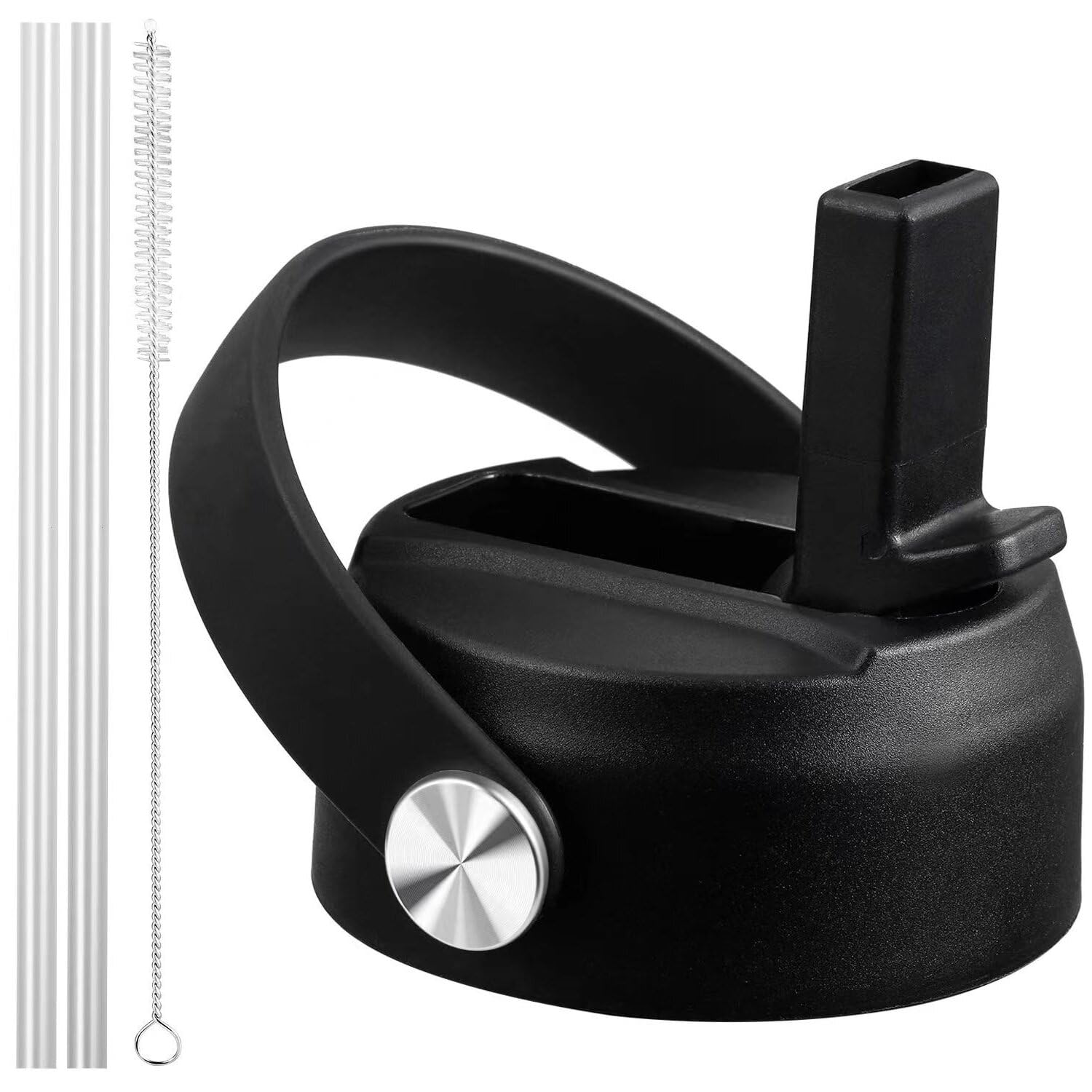 Straw Lid for Hydro Flask Wide Mouth Water Bottle, Dark