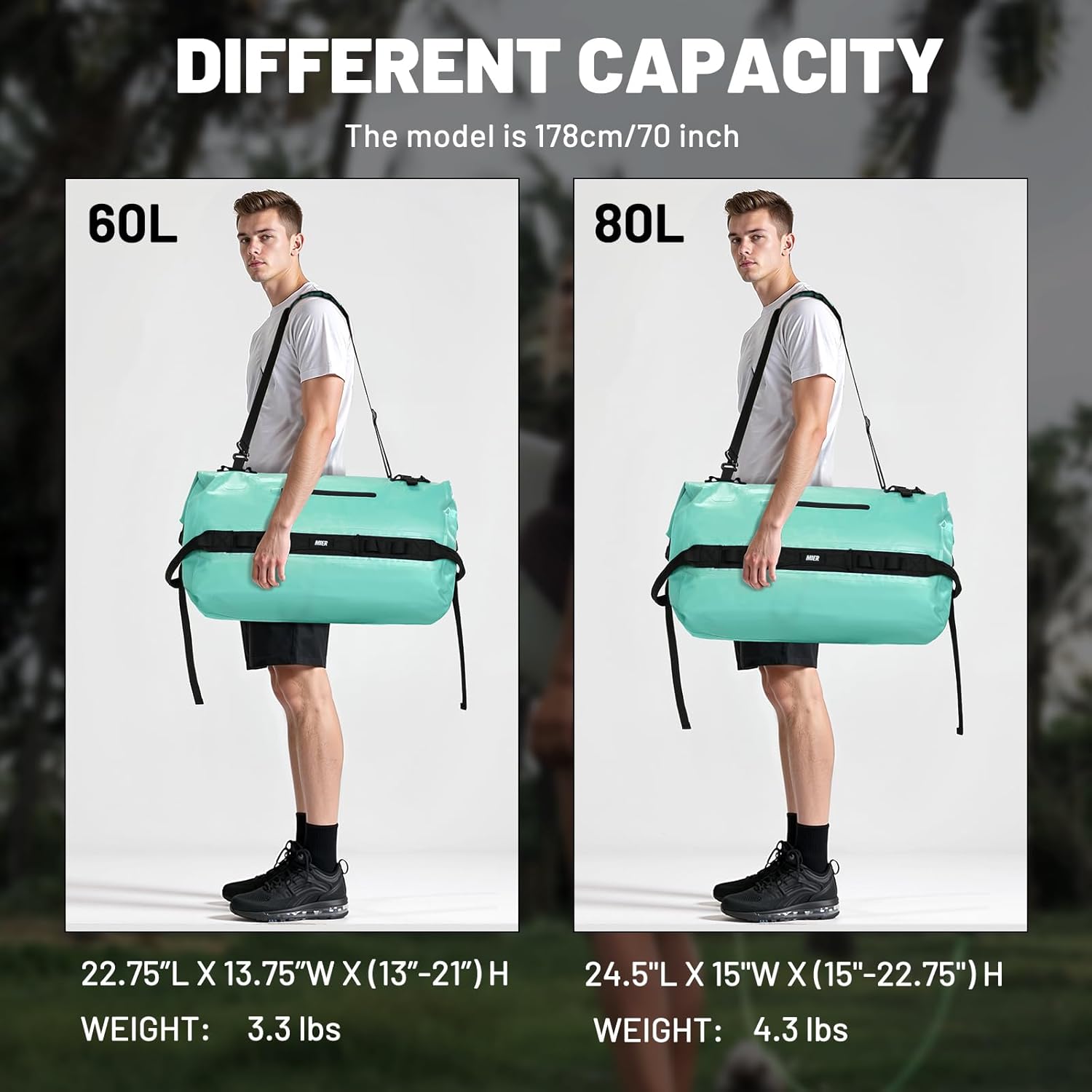 MIER Large Waterproof Duffel Bag Rolltop Dry Backpack Duffle Bags for Kayaking, Rafting, Boating, Swimming, Camping, Travel, Gym, Beach, 60L/80L - Image 7