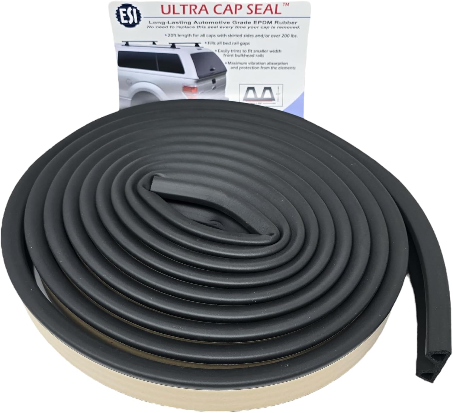 ESI Ultra Cap Seal 1 1/2" Width x 5/8" Height 20' Length, EPDM Rubber for Caps over 200 lbs