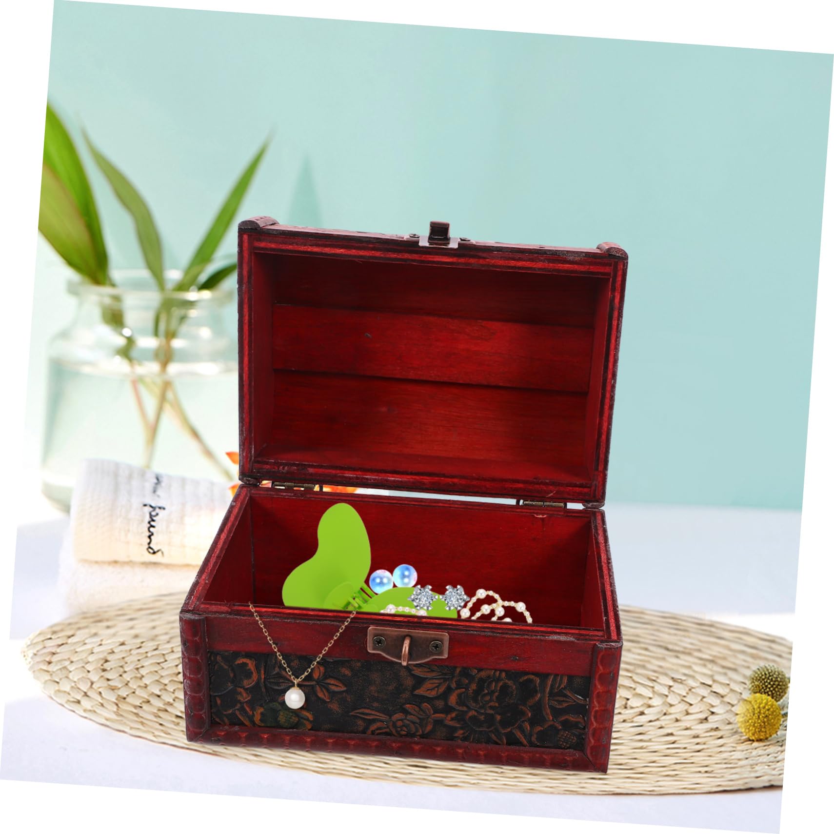 ドラクエ風の木製の古い宝箱☆ 木箱、トレジャーボックス、ジュエリー