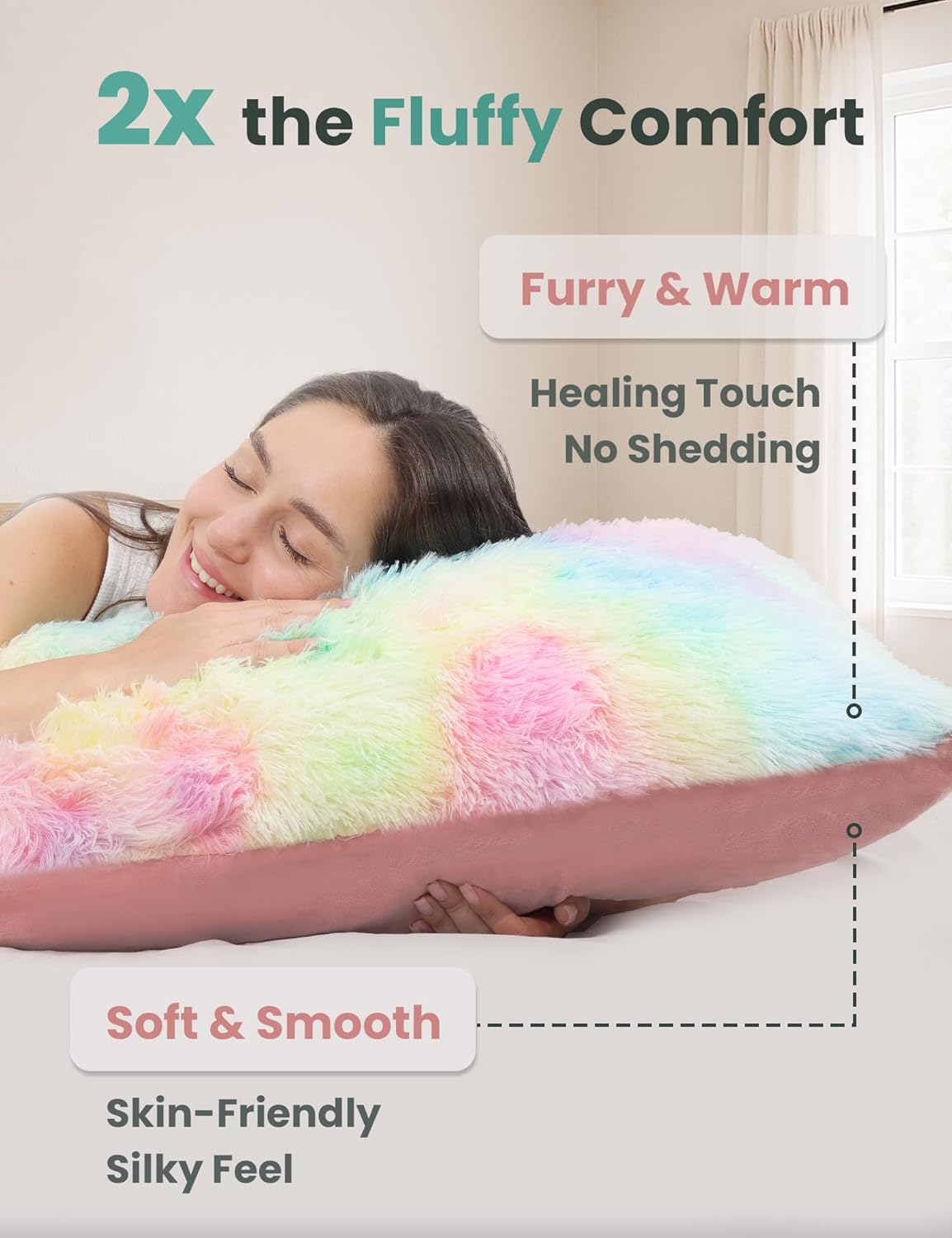 ZonLi Fluffy Body Pillow, Full Body Pillows for Adults, Long Pillow for Sleeping with Removable Cover and Adjustable Filling for Side Sleeper & Pregnancy，Large and Firm Pillow, Machine Washable