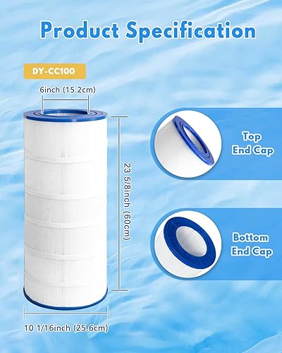 Miniatura 2 de Cartucho de filtro para piscina PAP100, 3000 GPH, tapas resistentes al cloro, construcción resistente