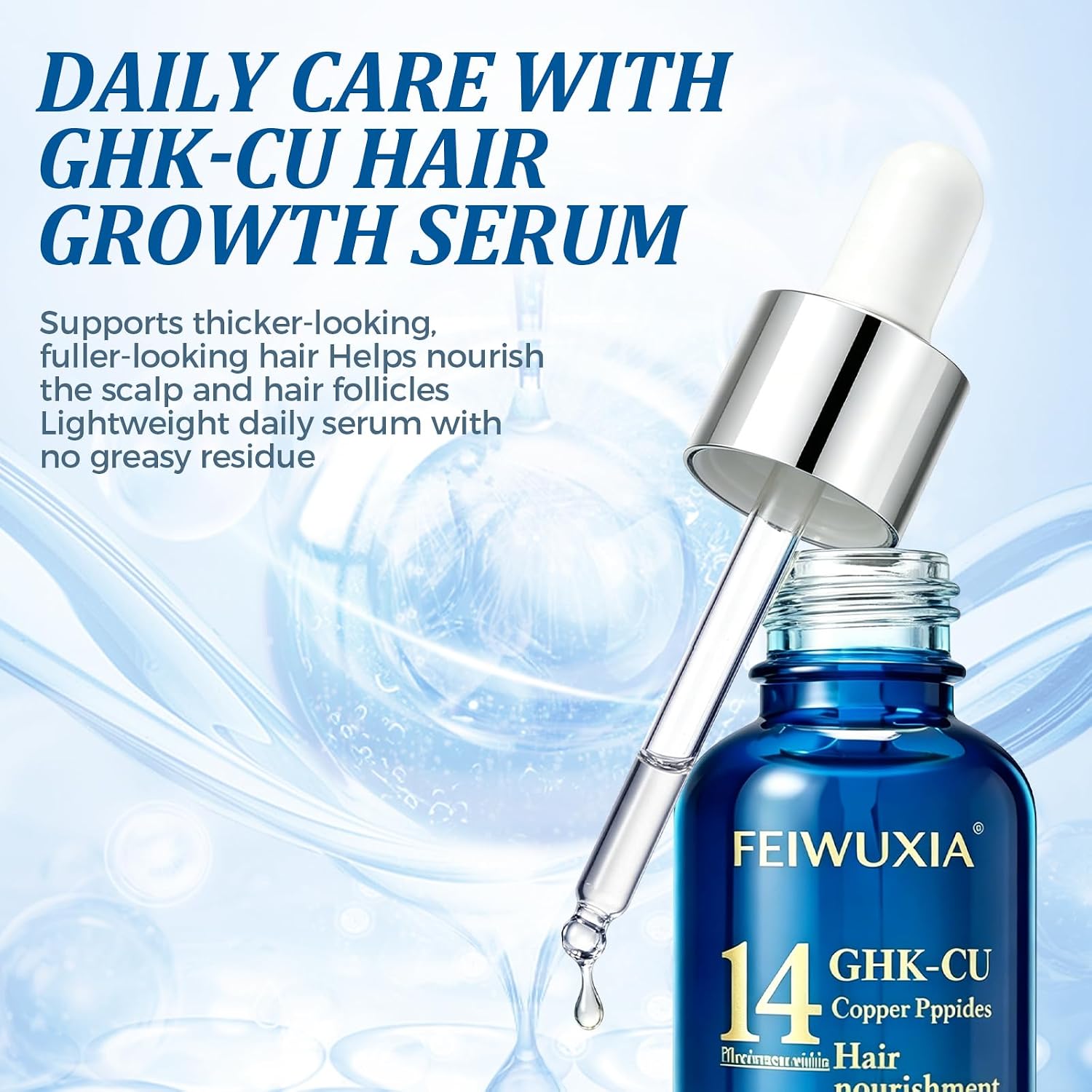 GHK-Cu Peptide Hair Serum, Copper Peptides for Hair Growth, Lightweight Scalp Serum for Thinning Hair, Non-Greasy GHK-Cu Peptide Hair Support for Men and Women
