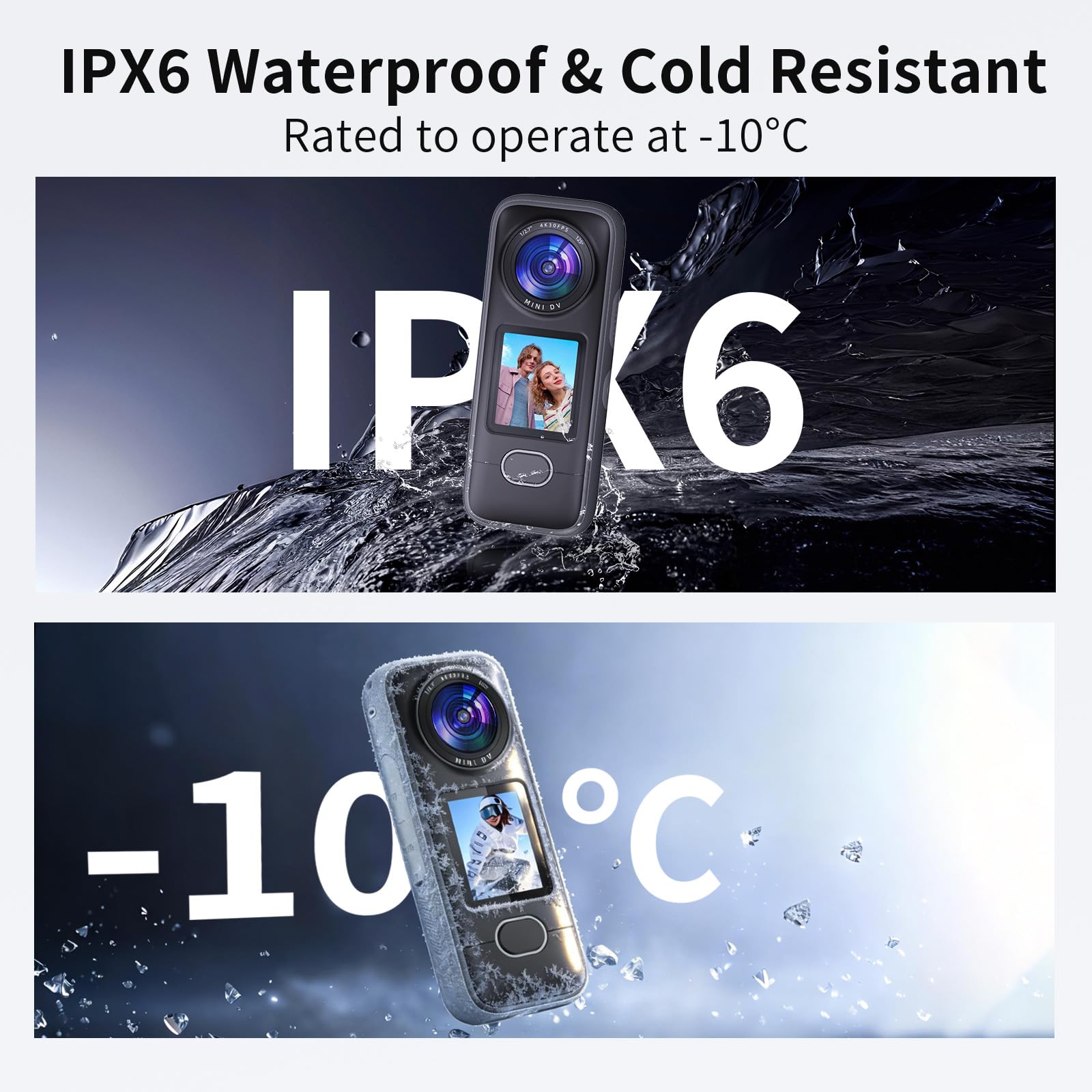 4K Action Camera, 3.5Hrs Battery Life Body Camera Hands-Free Recording, IPX6 Waterproof Portable Vlogging Camera with 1.4" HD Screen, Video Recorder with WiFi for Travel, Cycling, Motorcycle, Bloggers — view 7