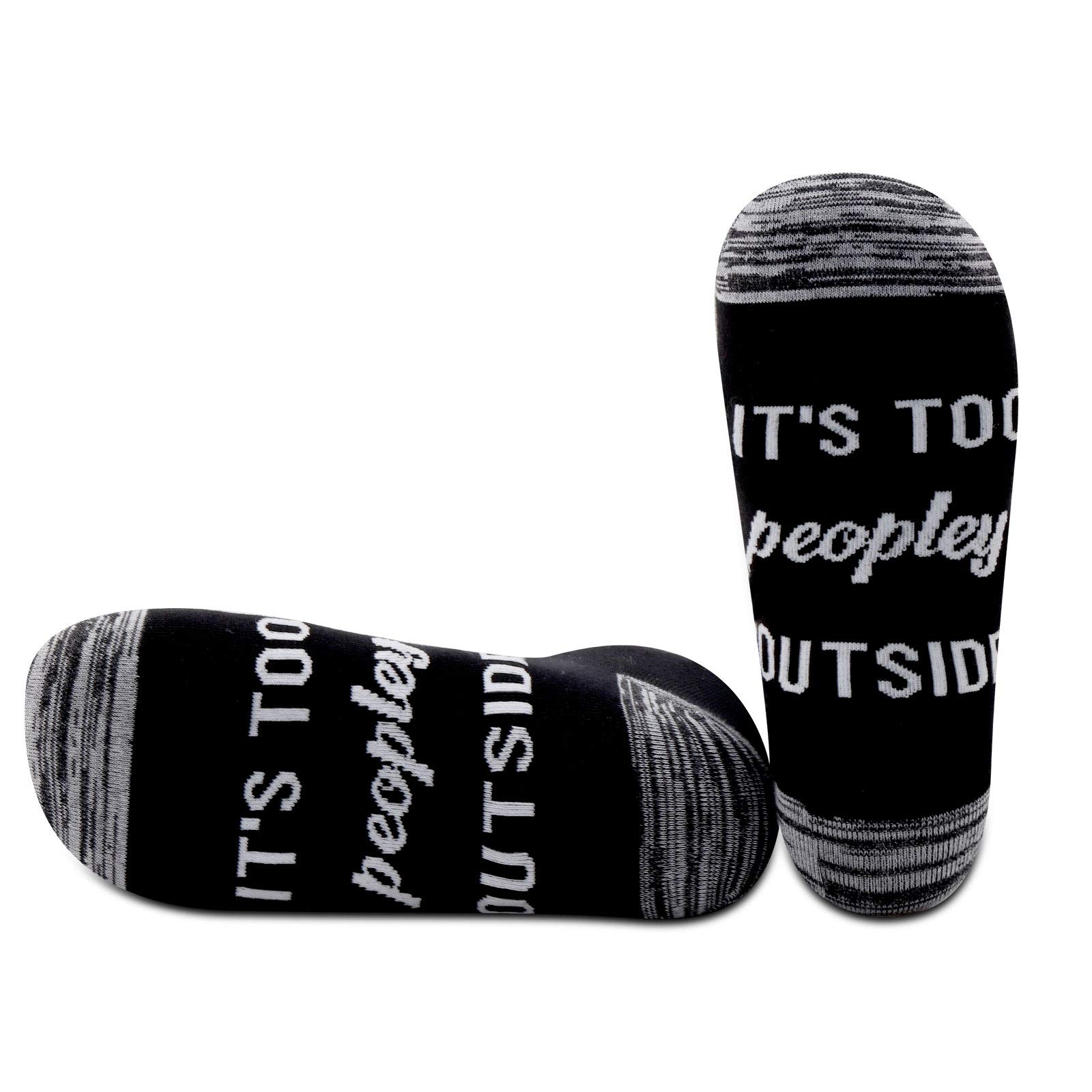 Nobrands Women's Peopley Outside Pyoul Introvert Gift Socks Social Club Anti-Social Funny Saying Sarcastic Introvert Humor Gift It’s Too Socks (Peopley Outside)