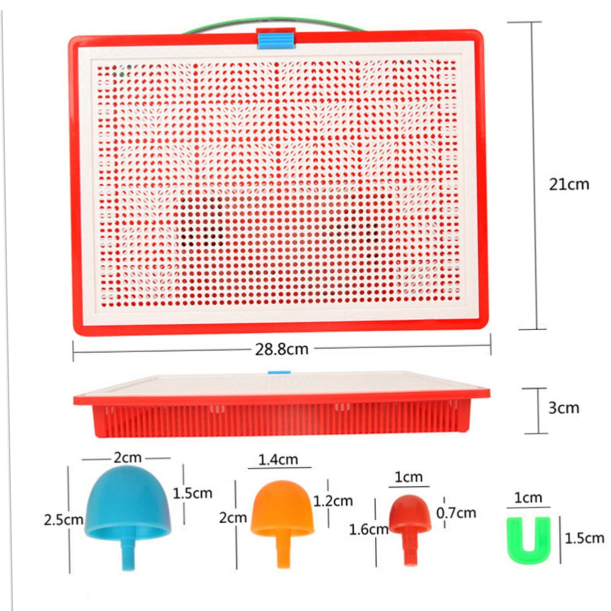 KOMBIUDA Gioco Educativo con 296 Elementi di Chiodi a Fungo in Plastica per Ragazzo Ragazza, Puzzle Creativo con Pegboard e Cestino Portaoggetti per Attività Homeschooling e Colore Casuale