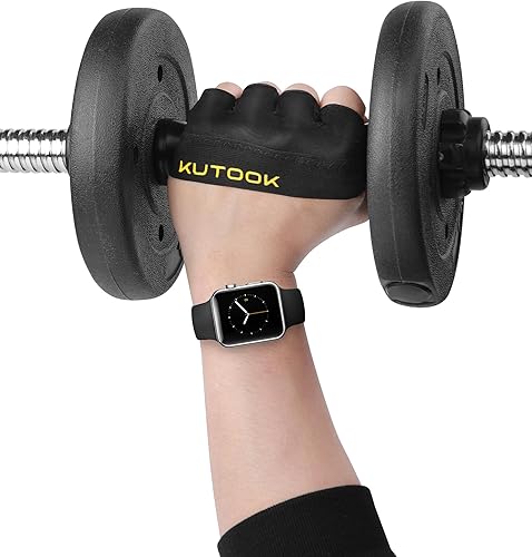 Miniatura 9 de KUTOOK Guantes de entrenamiento para levantamiento de pesas para hombresmujeres, guantes de gimnasio con relleno XRD de 0.118 in, guantes parciales