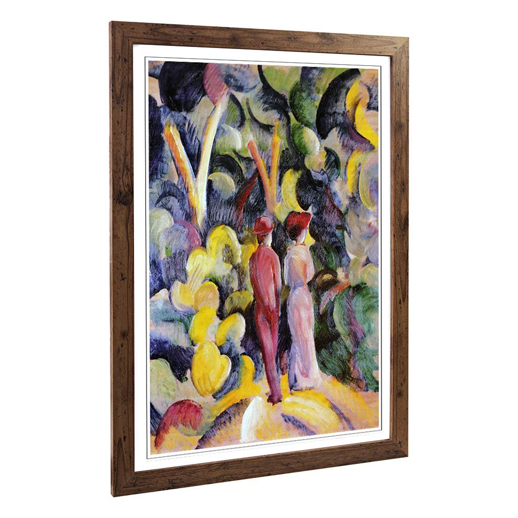 Big Box Art Framed Print of August Macke Couple in The Woods Design | Wall Art Picture | Home Decor for Kitchen, Living Room, Bedroom, Hallway, Walnut, A2 / 24.5x18 Inch / 62x45cm
