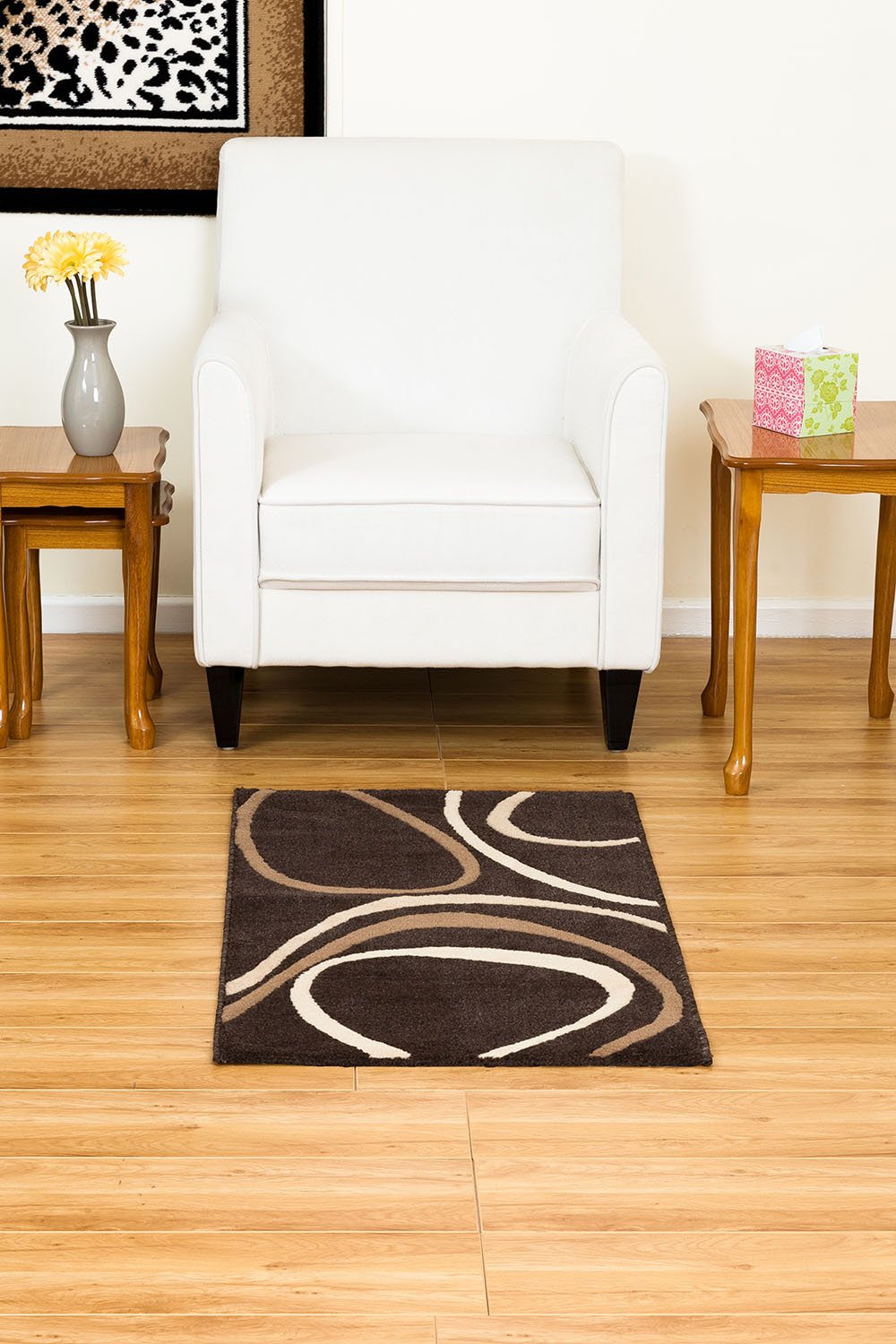 Aspect 60 x 110 cm Orian Swirl Polypropylene Modern Rug, Brown/Caramel/Cream