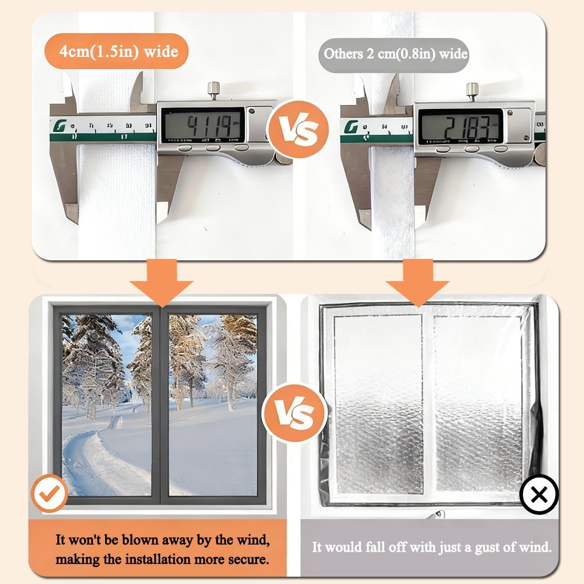 Breit Isolierfolie Fenster Kälteschutz Selbstklebend, Kälteschutzfolie Thermo Fenster Zum Blockieren von Zugluft, Transparent EVA Thermofolie Kit für Balkon Schlafzimmer(Weiß,220x600cm)