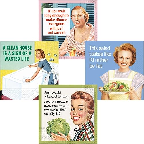 Miniatura 4 de Juego de 80 servilletas de papel de 3 capas para bebidas divertidas de cóctel para mujeres, paquete de dieta para padres y madres (4 paquetes de 20