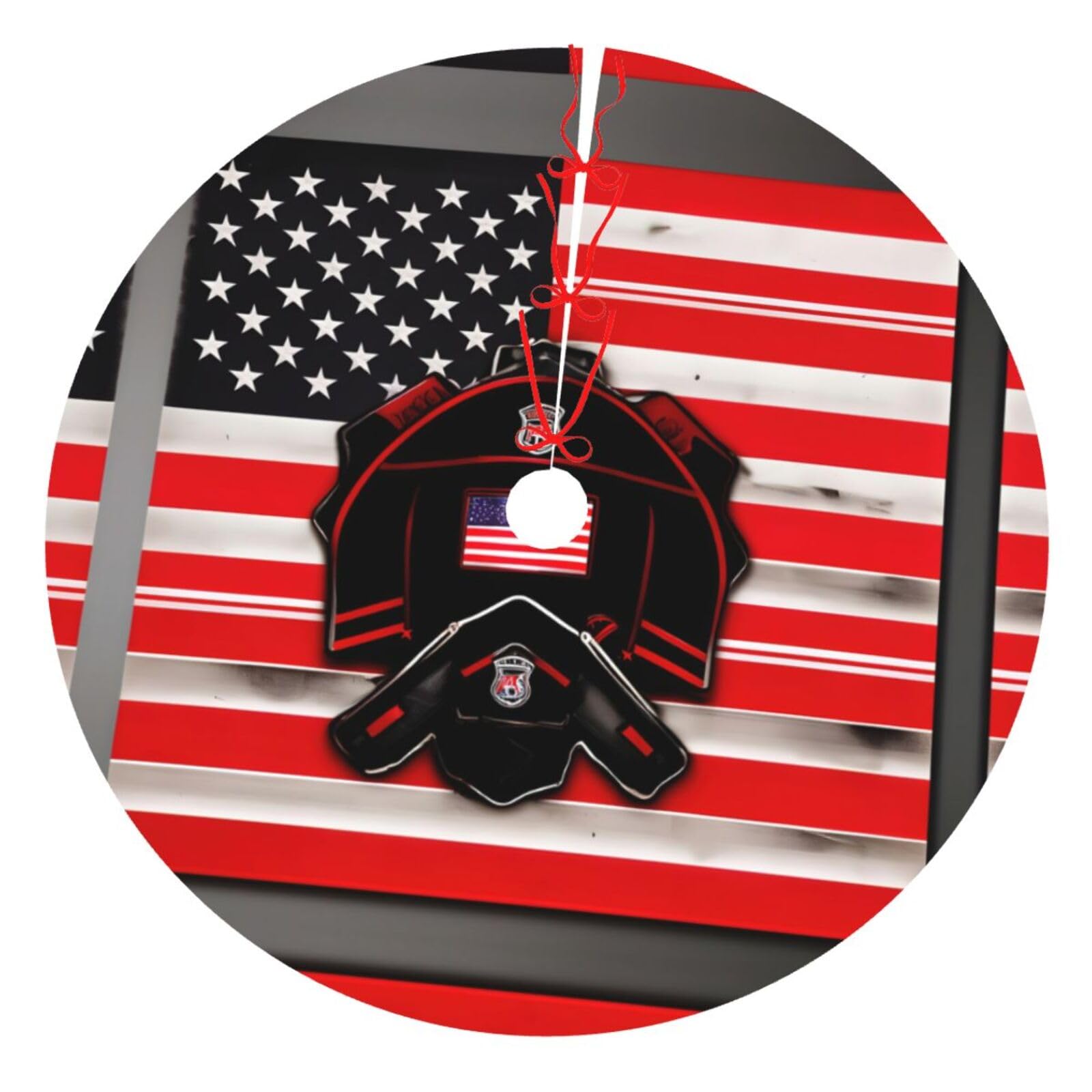 Tapis de sapin drapeau US pompier pour créer une décoration de Noël unique lors des fêtes