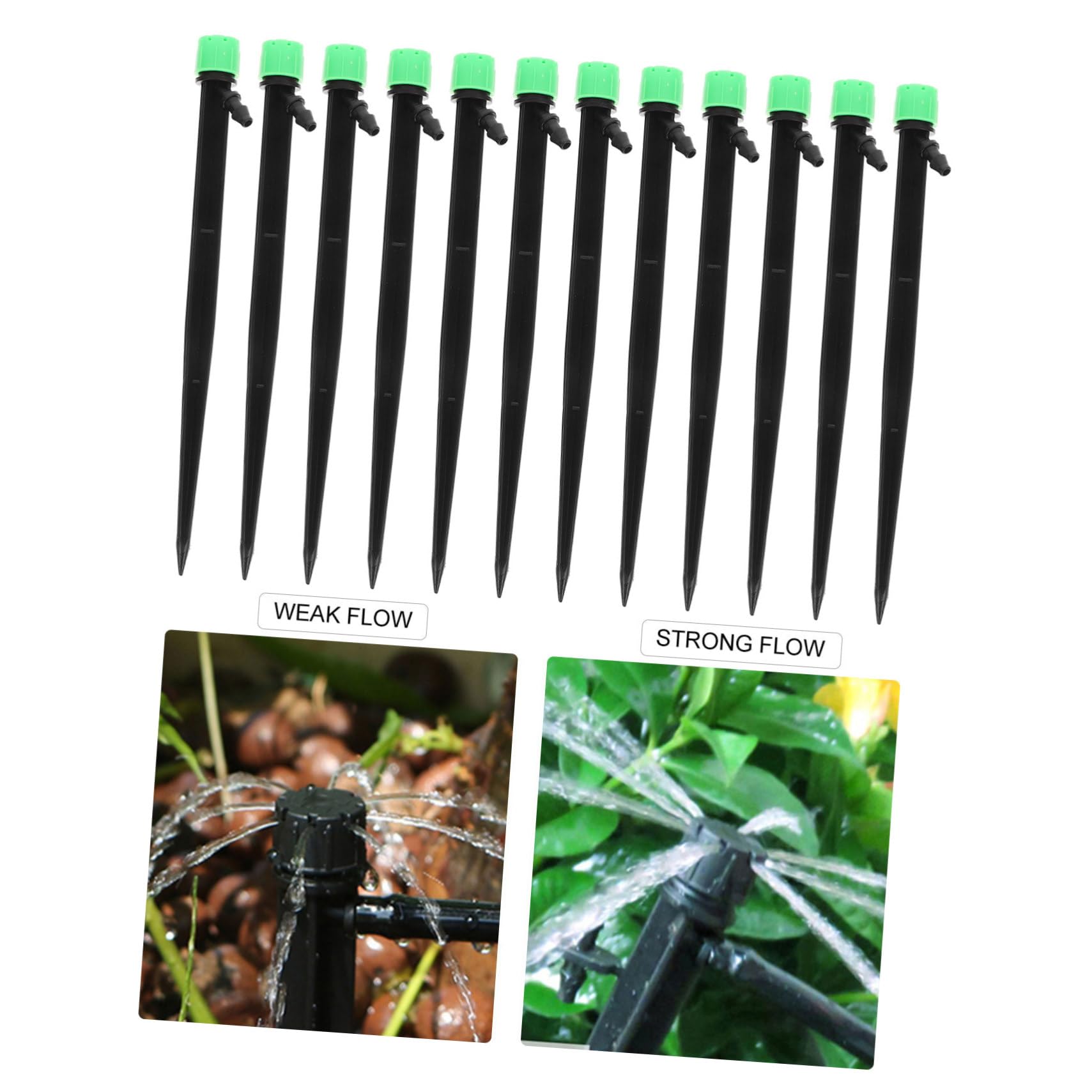 Levemolo Garden Irrigation Drippers 50 Pcs Drip Irrigation Heads Ground Stake 360° Spraying Drip Emitters for All Plants