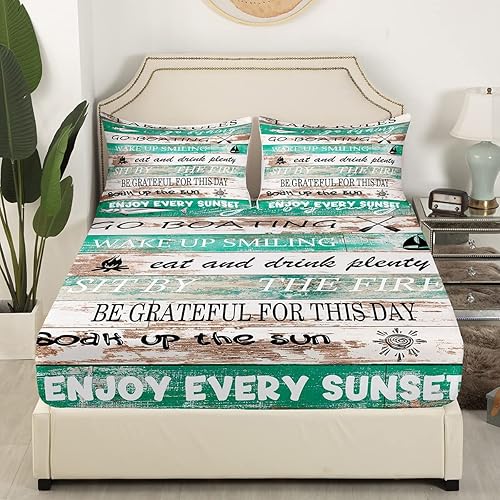 Miniatura 4 de Lake Rules - Sábana bajera ajustable, juego de sábanas para decoración de cabaña de lago, remo, lago, porche, banca, casa, casa, decoración del