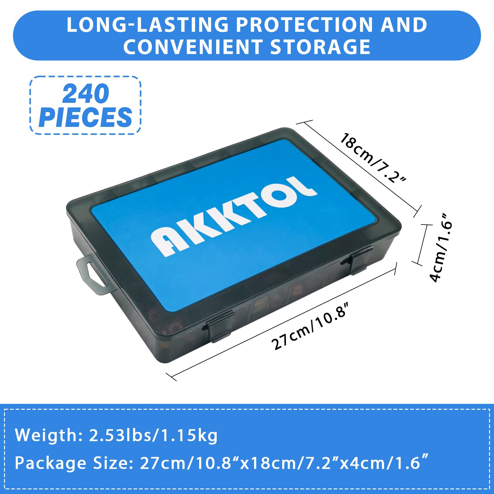 AKKTOL Kit assortito di 240 dadi rivettati, kit rivnut SAE e metrico, kit per dadi a testa piatta 6-32 8-32 10-32 10-24 1/4"-20 3/8"-16 5/16"-18 1/2"-13 M3 M4 M4 M4 5 M6. M8 M10 M12
