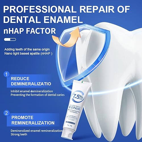 Miniatura 3 de Pasta de dientes hidroxiapatita 7.5% para protección del esmalte, fórmula sin flúor con menta suave, para dientes sensibles, protección diaria,