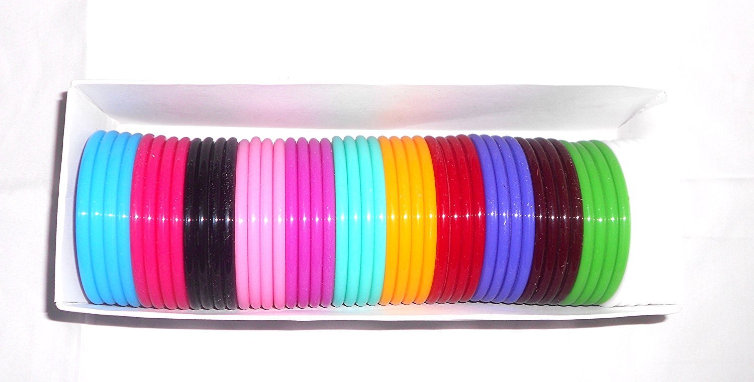 GOELX Plastic bangles thin multicolor 48 bangles size 2.8 medium size (B01N3099ED) Amazon Price History, Amazon Price Tracker