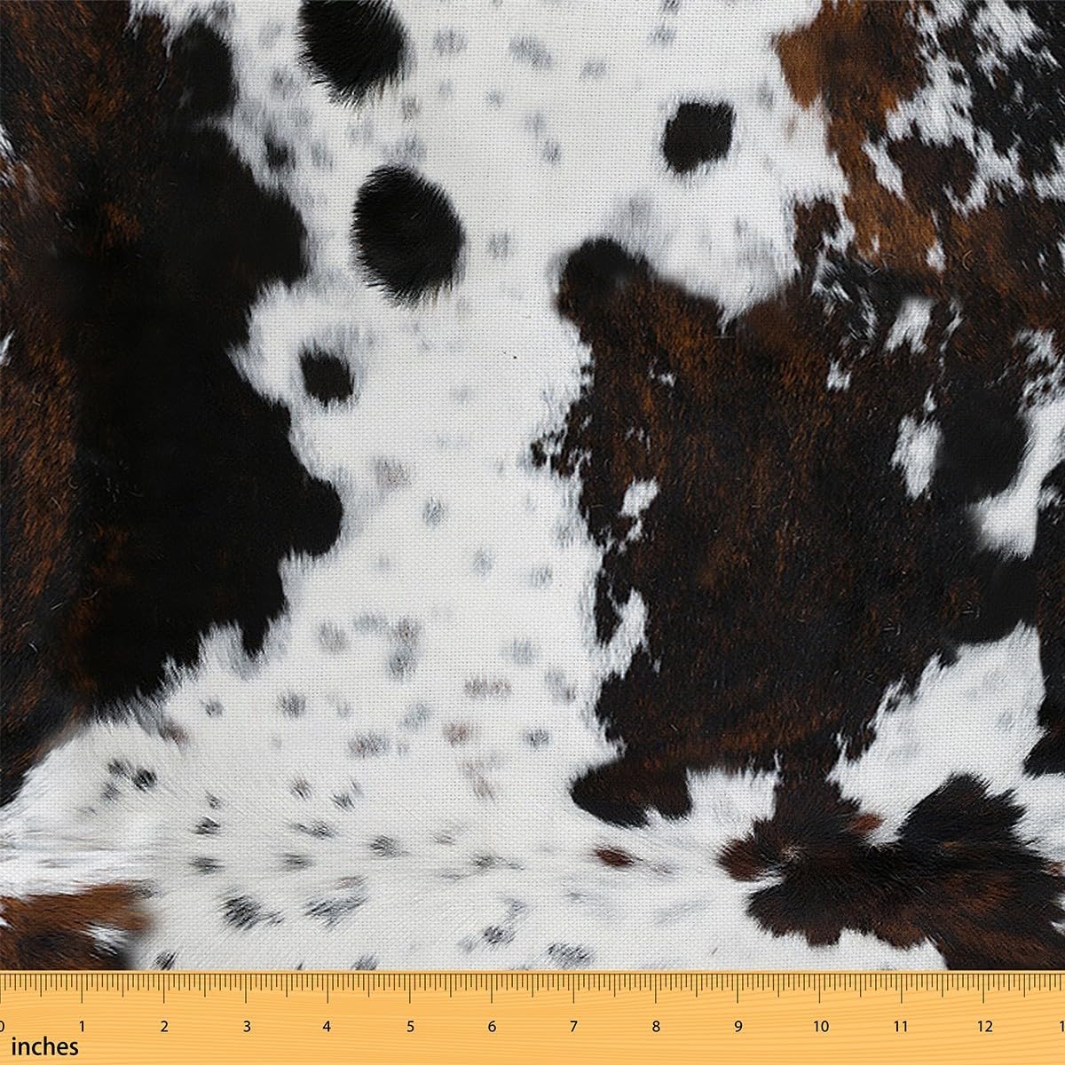 Cowhide Print Girl Woman DIY Fabric by The Yard for Kids Teens Craft Lovers,Abstract Animal Fur Rustic Farmhouse Style,Decorative DIY Fabric for Upholstery and Home Accents,5 Yard,Black White Brown