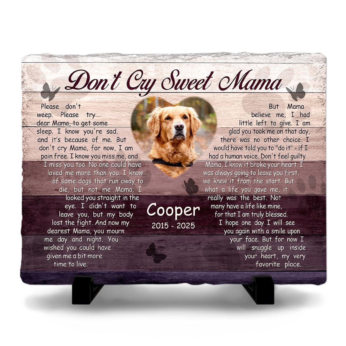 Custom Memorial Stone Gifts - 'Don't Cry Sweet Mama' - Diverse Background Palette, Sympathy Gift for Women and Mom Losing Beloved Pet - Caring Gesture for Dog & Cat Lovers