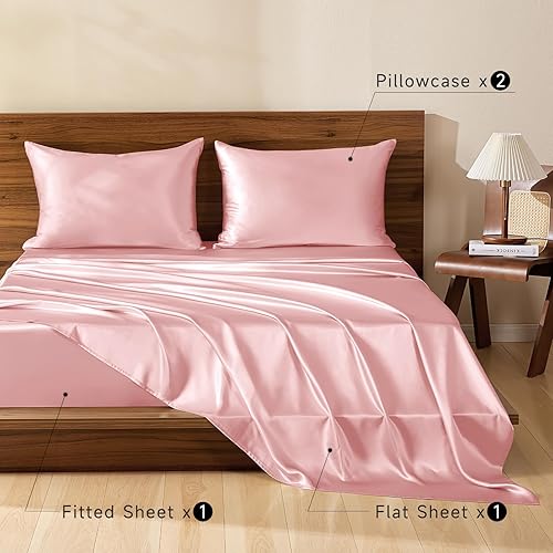 Miniatura 2 de THXSILK Juego de sábanas de 100% seda de morera  Juego de 4 sábanas de seda pura  Sábana encimera, sábana bajera de 16 pulgadas de profundidad, 2