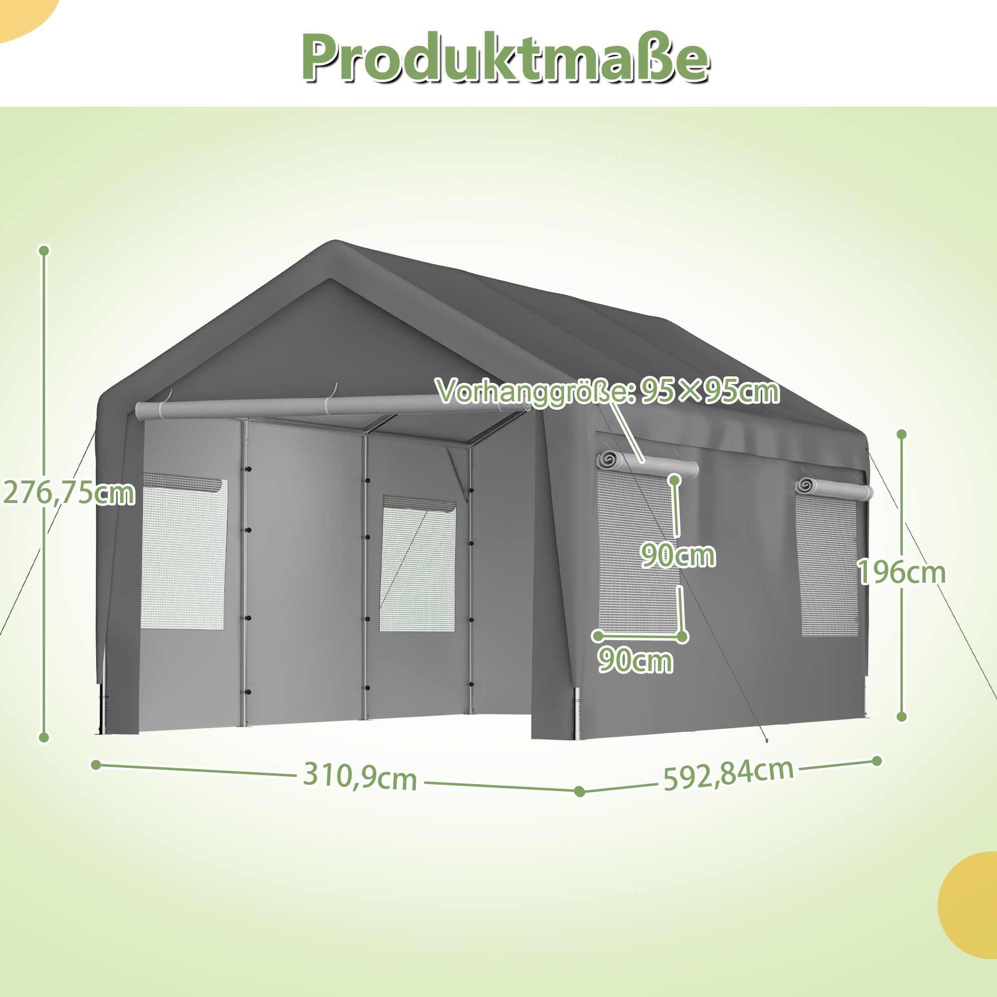 Garaż namiotowy, 6 x 3 x 2,8 m, namiot garażowy, odporny na zimę, drzwi zwijane i wentylowane okna, namiot pastwiskowy, namiot magazynowy, zadaszenie garażu, zadaszenie garażowe do samochodu, SUV