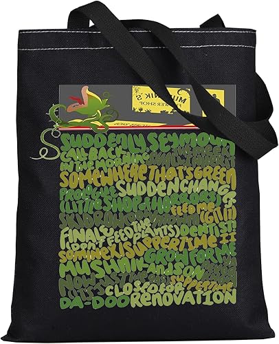 Miniatura 8 de LEVLO Little Shop Of Horrors - Bolsa de lona musical Seymour & Audrey para 2 fanáticos, bolsa de compras para plantas Audrey