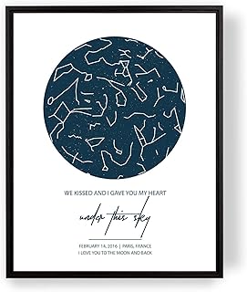 [SF Customizables] I Gave You My Heart - Real Custom Night Sky Print, Constellation Star Map, First Year Anniversary Gift for Her Him Boyfriend Girlfriend Kiss [Canvas Print]