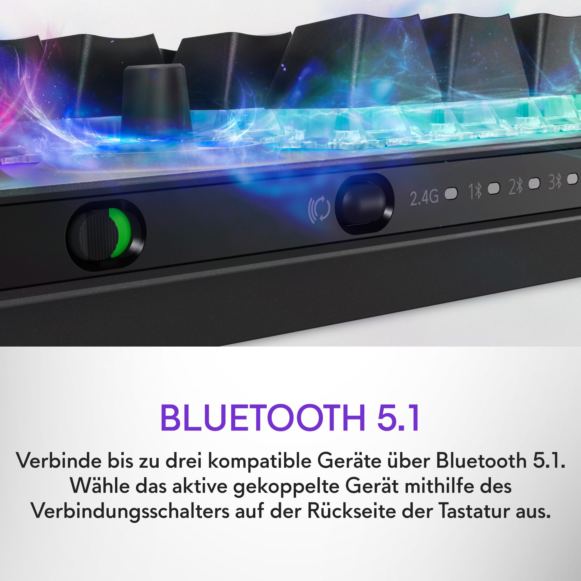 Alienware AW920K Wireless Tri-Mode Gaming Tastatur – Mechanisch CHERRY MX Red, AlienFX RGB, USB 2.4 GHz Bluetooth 5.1, US QWERTY Layout, Dark Side of the Moon