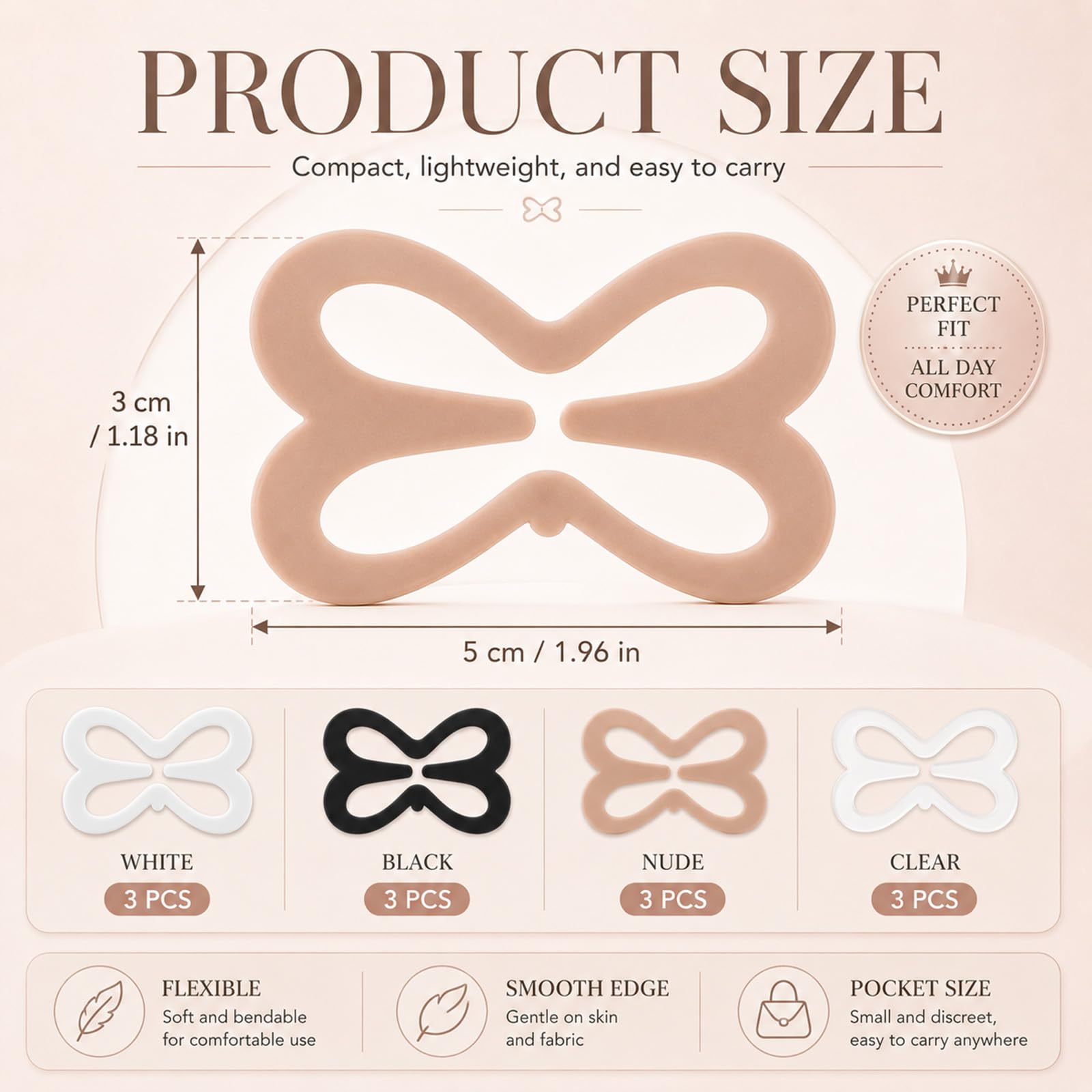 12 Stück Unsichtbare BH-Träger Clips, BH Träger Halter Schmetterling Stil BHS Clip BHS Clip, Bra Strap Holders für Fitnesssport Verhindern Schultergurte Rutschenfür Damen