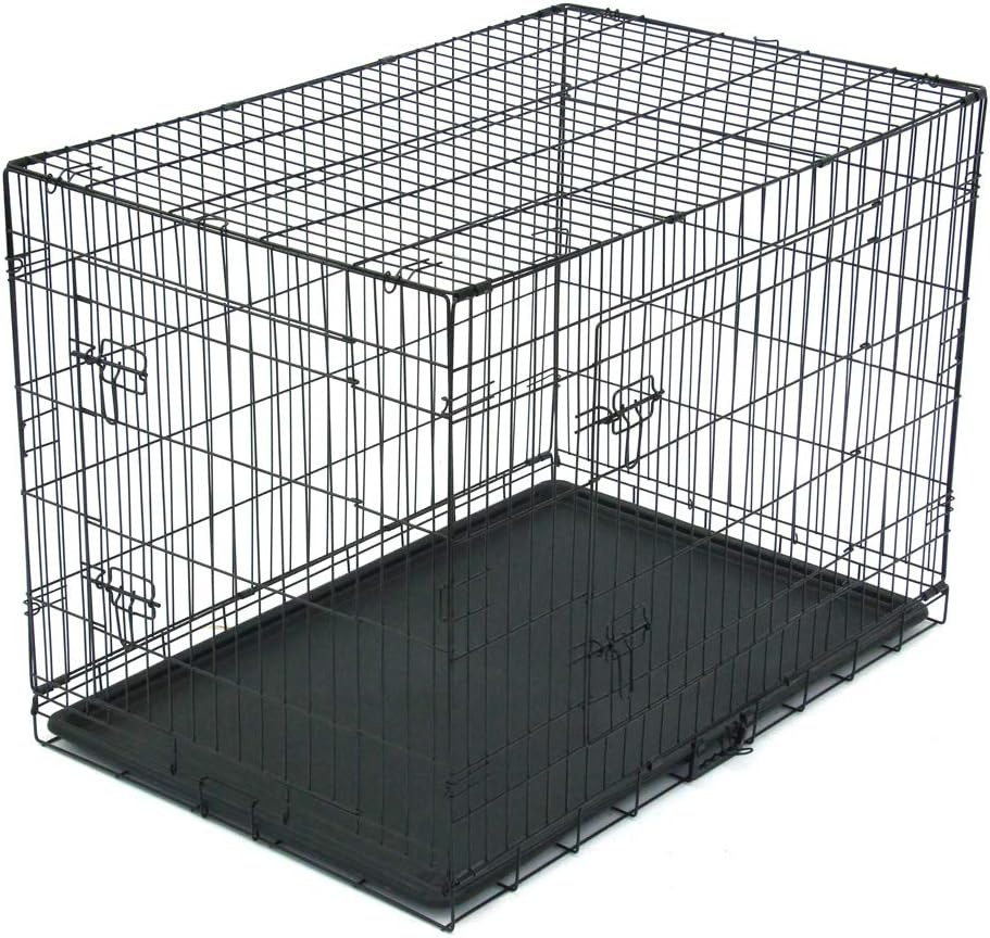 42" Pet Kennel Cat Dog Folding Steel Crate Animal Playpen Wire Metal