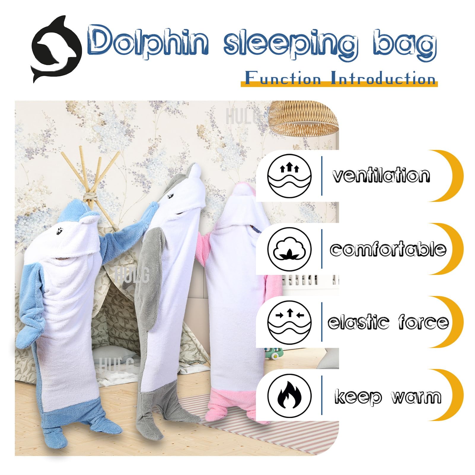 HULG Dolphin Blanket Onesie Adults, Soft Cozy Dolphin Blanket, Wearable Fleece Throw Flannel Dolphin Tail Hoodie - Image 3