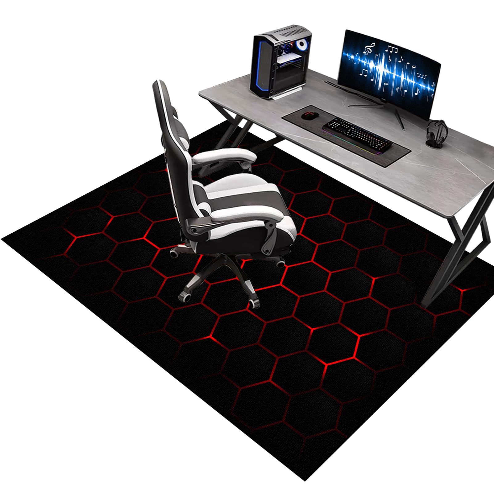 KQIEJUY Gaming Chair Mats for Carpets, Office Chair Mat for Hardwood Floor, Non-slip Desk Carpet Protector Chair Mat, Floor Mat for Office Chair, 120 x 140 cm Computer Chair Rug for for Home & Office