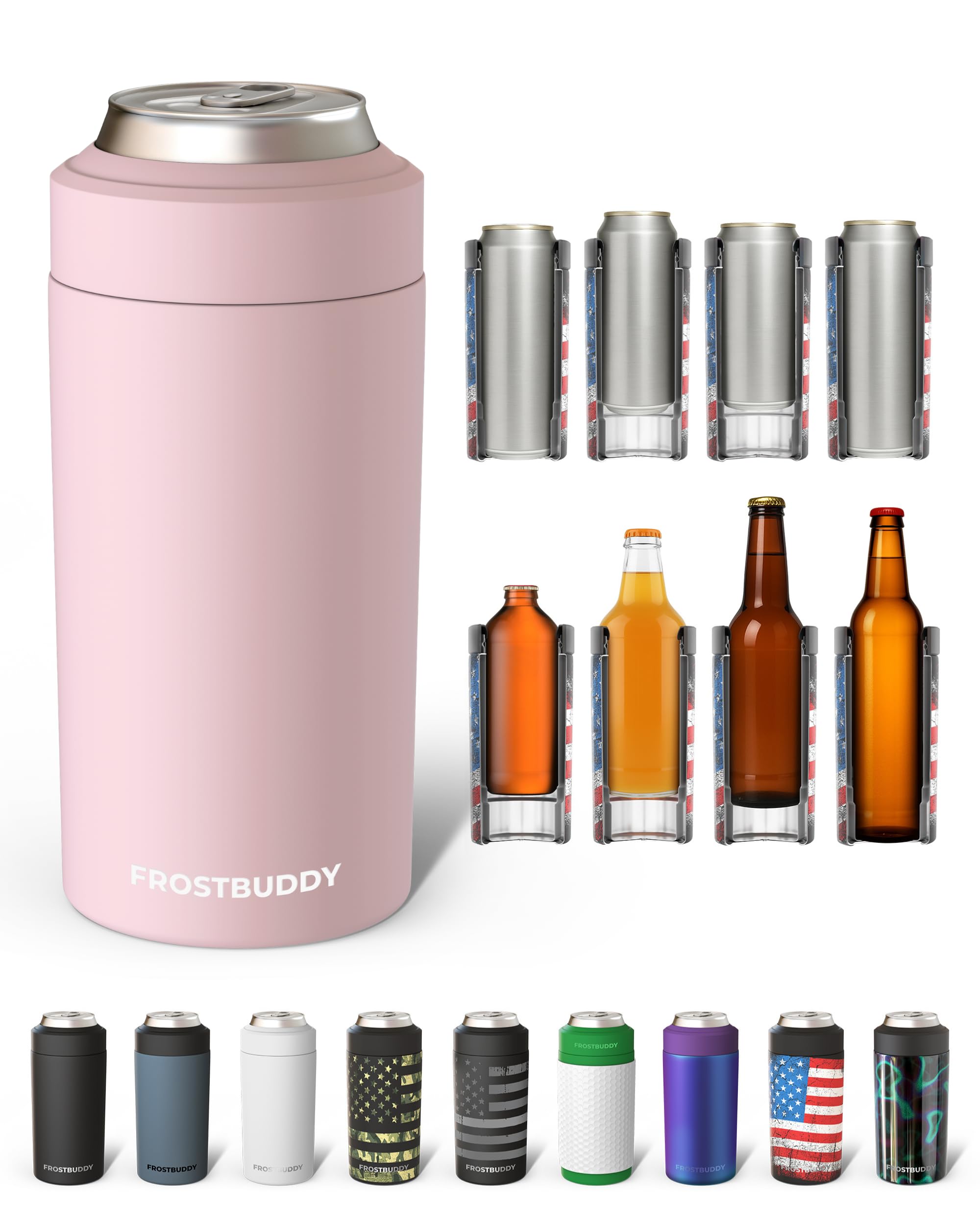 Frost Buddy Universal Can Cooler, Stainless Steel Can Insulator, Mia Pink